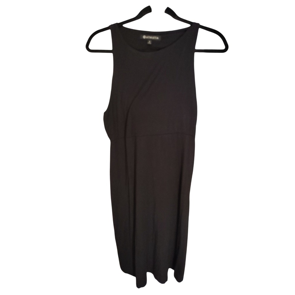 Athleta Black Modal Blend Sleeveless Midi Dress Racerback Small 1024